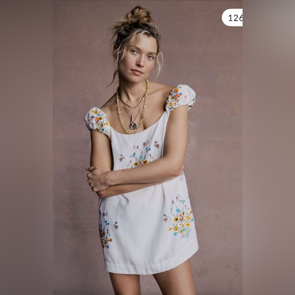 Free People wildflower embroidered mini dress - Picture 1 of 3